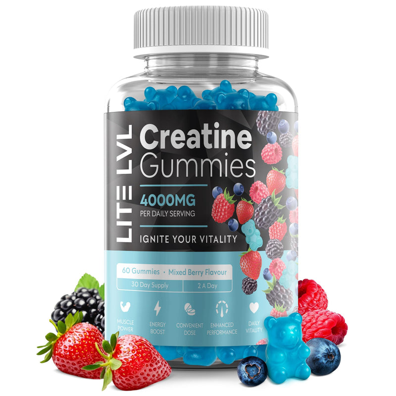 LITE LVL - 60 x Mixed Berry Flavoured Creatine Gummies 4000mg - Creatine Monohydrate Gummies