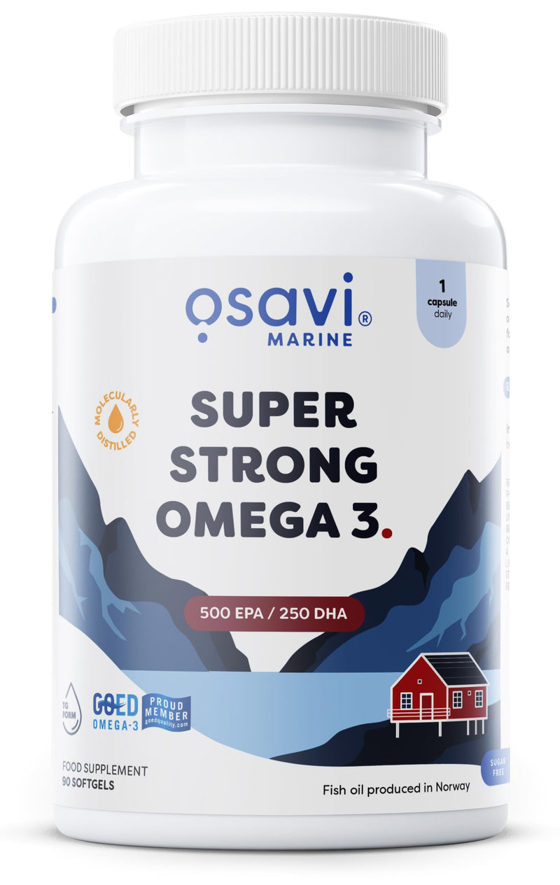 Osavi Super Strong Omega–3 500 EPA / 250 DHA – 90 Softgels | Concentrated Omega–3 from Pelagic Fish | Supports Heart Health, Brain Function, and Vision | Highly Purified with Molecular Distillation 90 count (Pack of 1)