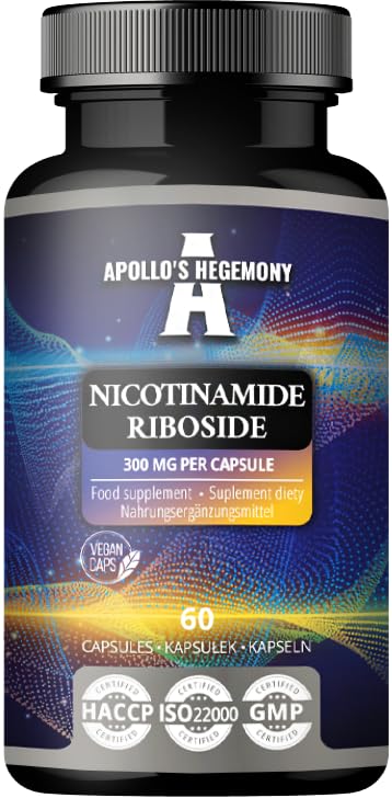 Nicotinamide Riboside (NR) 300 mg - 60 Niacin Vegan Capsules - 2 Months Supply - NAD+ Precursor - Vitamin B3 Supplement to Support Energy Metabolism and Reduce Tiredness - by Apollo's Hegemony