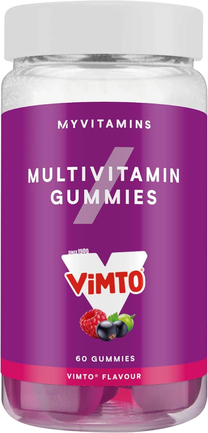 Myprotein Vimto Flavored Multivitamin Gummies - 60 Count, Daily Supplement, Essential Nutrients, Immune Support, and Energy Boost, Vitamin C, D, B6 and Natural Juice Concentration Grapes, Raspberries, Blackcurrents 60 count (Pack of 1)