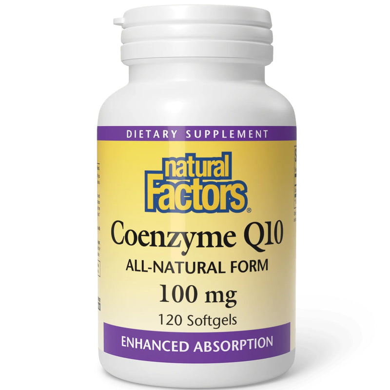 Natural Factors, Coenzyme Q10, 100mg, as Ubiquinone, High-Dose, 120 Softgels, SOYA-Free, Gluten-Free, GMO-Free