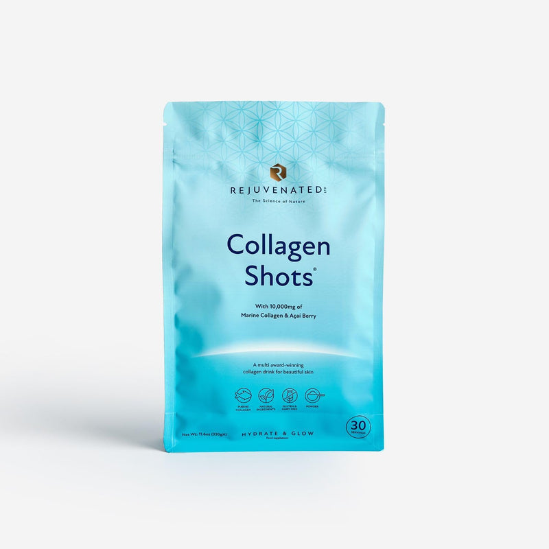 Rejuvenated Collagen Shots - 10,000 mg Marine Collagen Supplement Drink with Antioxidants, Vitamins & Hyaluronic Acid (30 Servings) Collagen Shots - 30 Servings