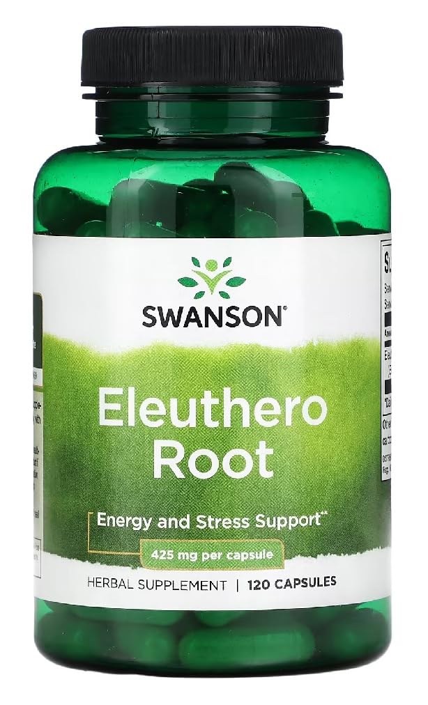 Swansons Swanson - Eleuthero Root 425mg | Adaptogenic Support for Stamina, Stress & Vitality | Siberian Ginseng - 120 Capsules