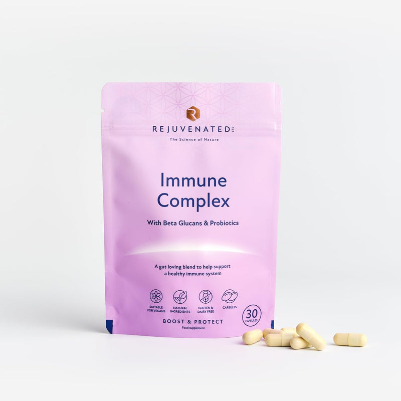 Rejuvenated Immune Complex Capsules - Prebiotics, Probiotics and Immune System Booster - Gut Loving Blend for Immune Support with Beta Glucans & Probiotics (30 Capsules)