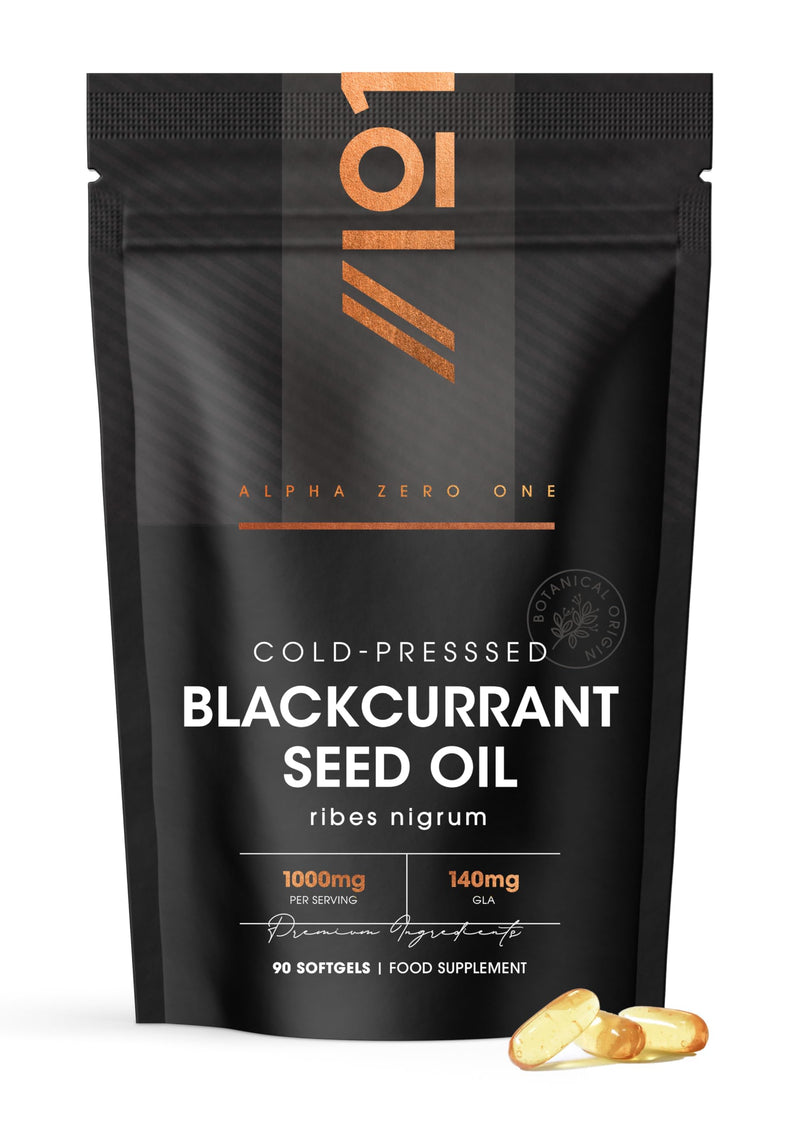 Blackcurrant Seed Oil 1000mg – 90 Softgels – 105mg GLA Omega-6 Essential Fatty Acid from Cold-Presssed Blackcurrant Oil – Resealable and Recyclable Pouch by Alpha01