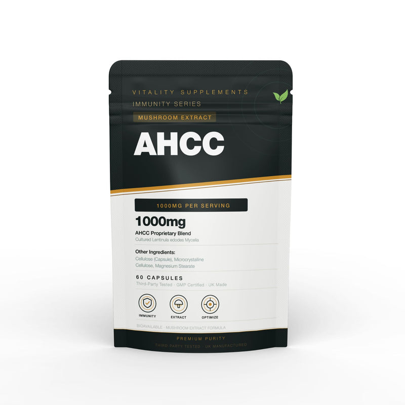 Premium AHCC Capsules - Active Hexose Correlated Compound 1000mg per Serving - 60 Capsules, 1 Month Supply - Immune Support & Liver Health Supplement 60 count (Pack of 1)