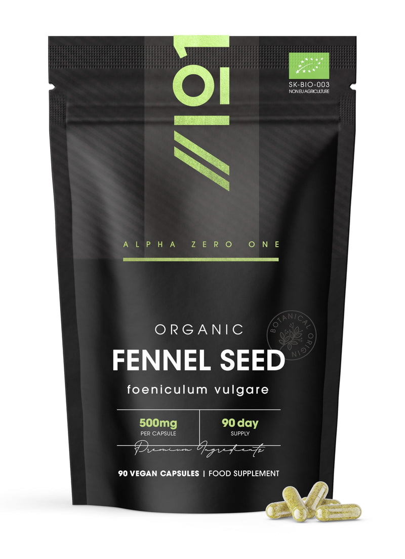 Organic Fennel Seed 500mg ~ 90 Veg Capsules (3 Months Supply) ~ High Strength Foeniculum Vulgare Supplement ~ By Alpha01