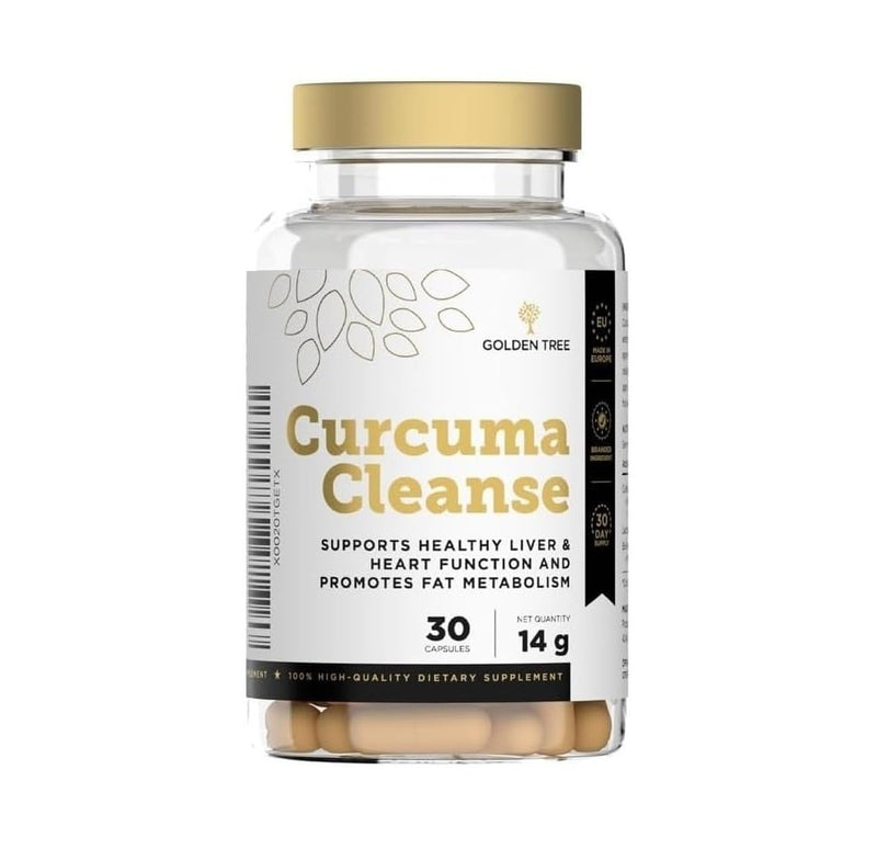 Golden Tree Curcuma Cleanse – Turmeric and Black Pepper Capsules – Turmeric Supplement with Probiotics for Improved Absorption, Gluten- & Lactose-Free, 30 Capsules 30 count (Pack of 1)