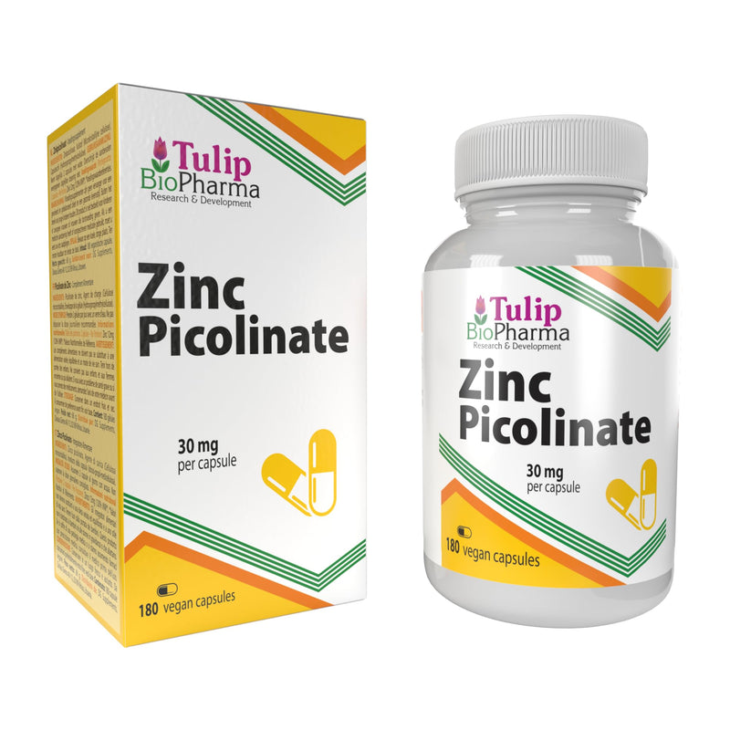 Tulip BioPharma Zinc Picolinate 30mg | 180 Vegan Capsules | 3-Month Supply | Chelated, Highly Bioavailable, No Unnecessary Additives | 3rd Party Lab Tested