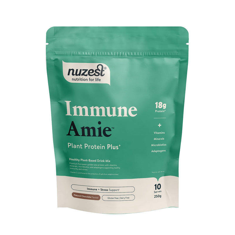 Nuzest Protein Plus | Immune Amie | Chocolate | Supports Healthy Immune System with Stress Support Benefits | Vitamins & Minerals | Lion's Main, Maitake & Shitake Mushrooms | 250g (10 Servings)
