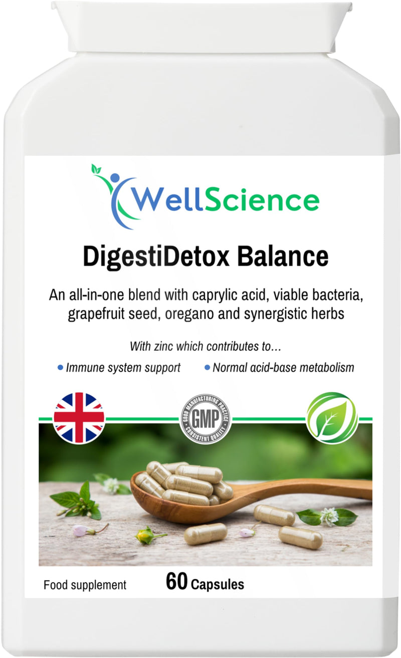 DigestiDetox Balance: Immune Support, Digestive Health, and Metabolism Booster - All-in-One with Caprylic Acid, Probiotics, and Natural Herbs