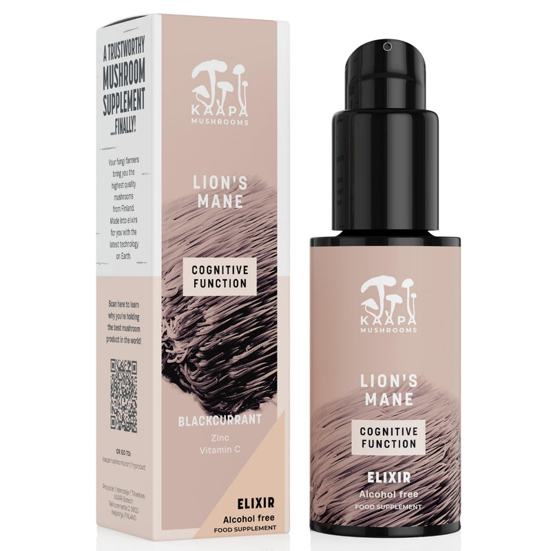 Lion's Mane Mushroom Elixir - Lions Mane Extract + Zinc + Vitamin C - Potent Ultrasonic Extraction | Mushroom Supplement for Focus, Brain & Memory | Grown in Finland - 50ml LIONS MANE ELIXIR 50ml