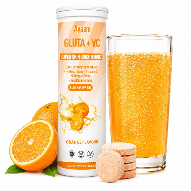 Glow Orange — Glutathione 500mg + Vitamin C 500mg | Orange Beauty Drink for Skin Glow & Skin Brightening | Even Tone | Zero Sugar & No Fillers | Effervescent Tablets | 20 Count