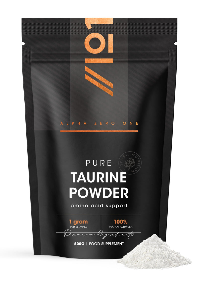 Taurine Powder 500g – Pure Fermented L-Taurine Amino Acid – Resealable and Recyclable Pouch by Alpha01