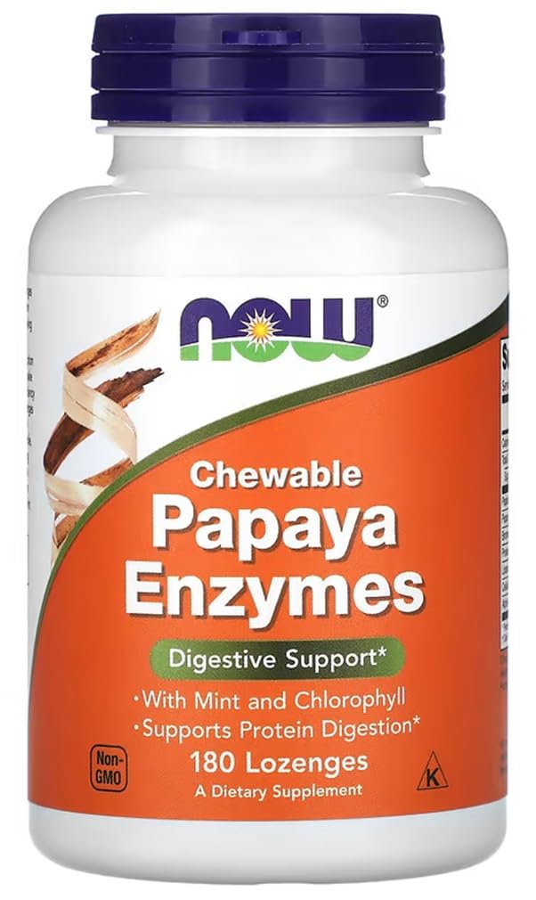 Now Foods – Papaya Enzyme Chewable | Digestive Enzyme Support in Chewable Form – 180 Lozenges