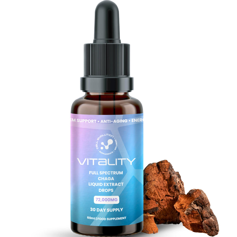 Chaga Full Spectrum Liquid Mushroom Drops Supplement, Super Strength 72,000mg (15:1), Immune Support & Anti Aging, Natural & Suitable for Vegans & Vegetarians