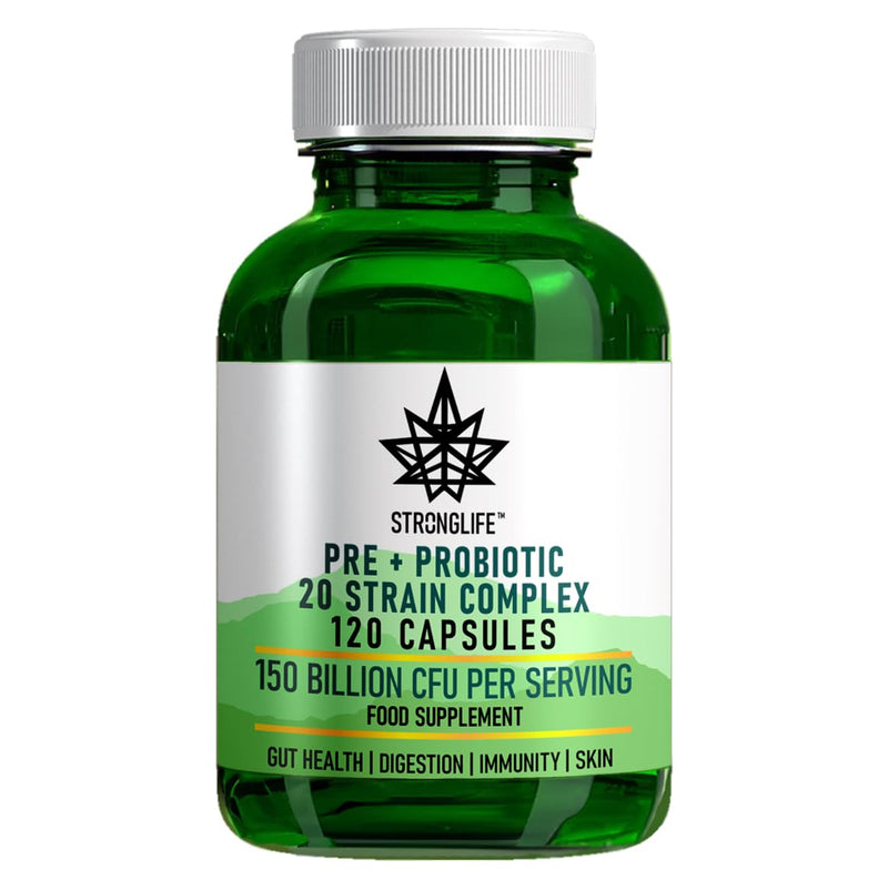 Probiotics Bio Cultures Complex with Prebiotics - 150 Billion CFU 20 Strains - 2 Months Supply 120 Capsules - Lactobacillus & Bifidobacterium Strains | Probiotics for Women & Men Gut Health
