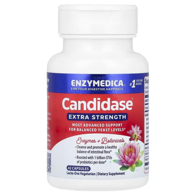 Enzymedica, Candidase Extra Strength, Digestive Enzymes, 42 Vegetarian Capsules, High Potency, Lab-Tested, Soy-Free, Gluten-Free, Non-GMO