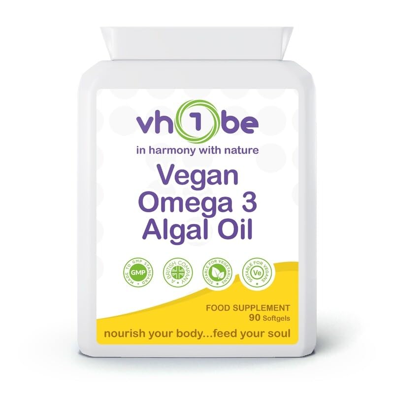 Vegan Omega 3 Algal Oil – Plant-Based DHA & EPA for Heart, Brain & Eyes – Fish-Free Supplement – 90 Softgels