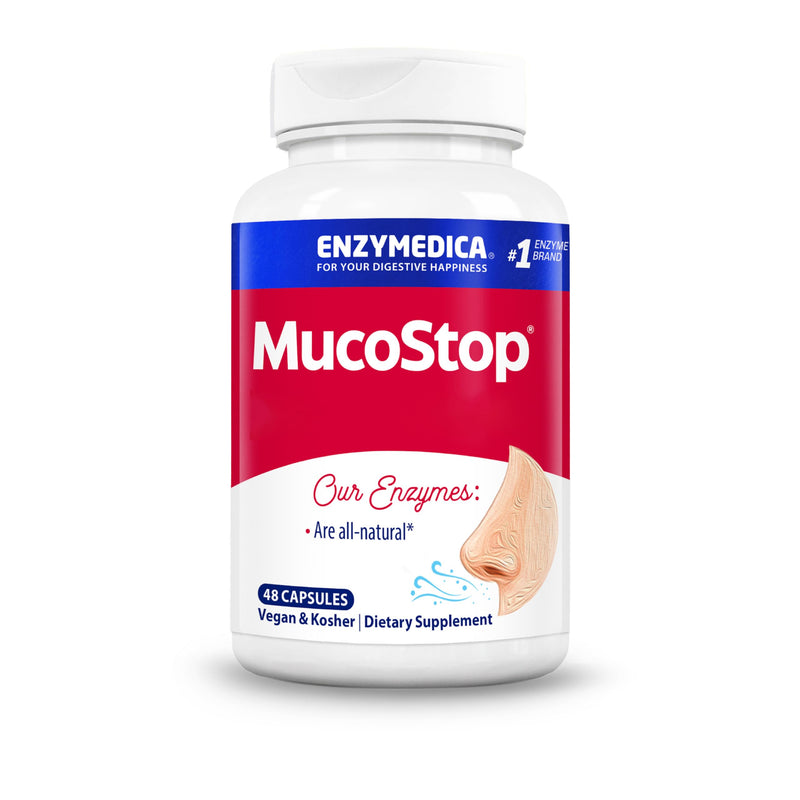Enzymedica, MucoStop, Enzyme Blend, 48 Vegan Capsules, High Potency, Lab-Tested, Vegetarian, Soy-Free, Gluten-Free, Non-GMO