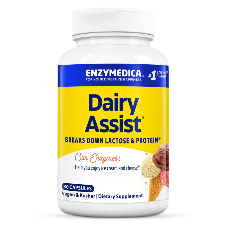 Enzymedica, DairyAssist, with Lactase, 30 Vegan Capsules, High-Dose, Soy Free, Vegetarian, Gluten Free, GMO Free 30 Capsules