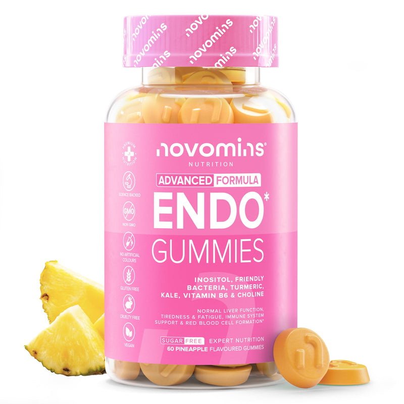 Endo Gummies - Myo-Inositol, Turmeric, Vitamin B6 & Probiotics for Gut Health - Intimate Health & Hormone Balance for Women - 60 Feminine Balance Gummies - Gluten Free - 1-Month Supply - Novomins