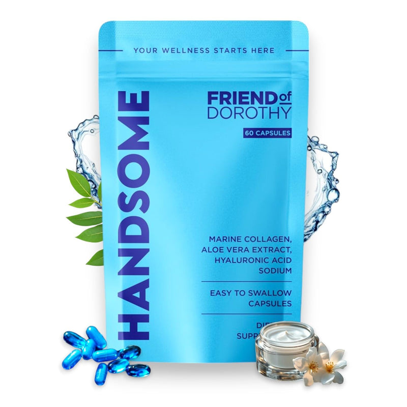 Handsome - Marine Collagen Capsules - Aloe Vera, Hyaluronic Acid & Vitamin C - Supports Skin Firmness, Hydration & Radiance - 60 Capsules for Men