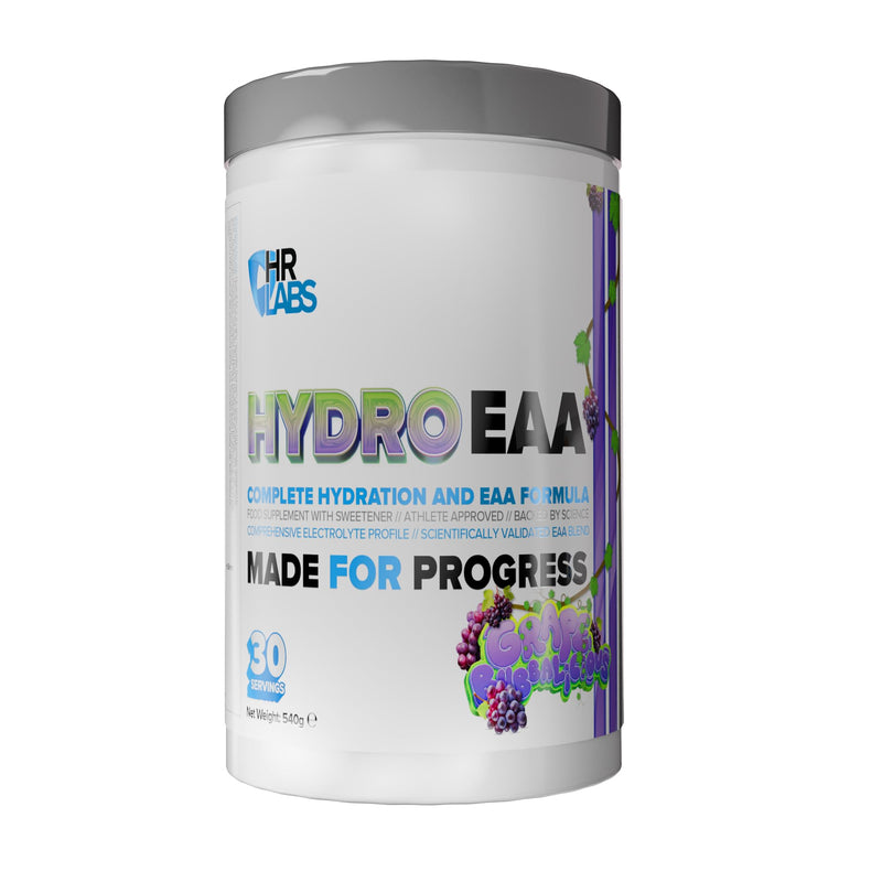 HydroEAA, Complete Hydration & EAA Essential Amino Acid Formula, with Comprehensive Electrolytes Profile, 540g, 30 Servings, 4 Flavours (540g, Grape Bubbalicious)
