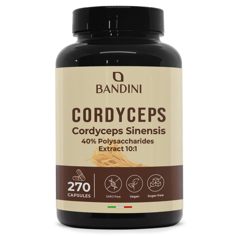 Bandini® Cordyceps Sinensis 19.500 mg | 270 High-Strength Vegan Capsules | Mushroom CS-4 Extract 10:1 with 40% Bioactive Polysaccharides | Energy, Performance, General Well-Being Support | Non-GMO