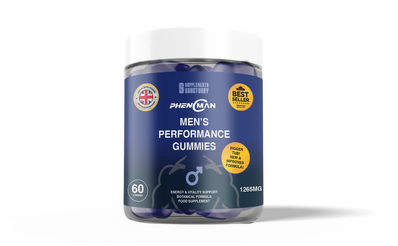 Phenoman Male Extreme Gummies, 1265mg per Serving, with Maca, Vitamin B6, B12, Ashwagandha, L-Arginine, Tribulus Terrestris, 60 Gummies, Phenomenon Gummies