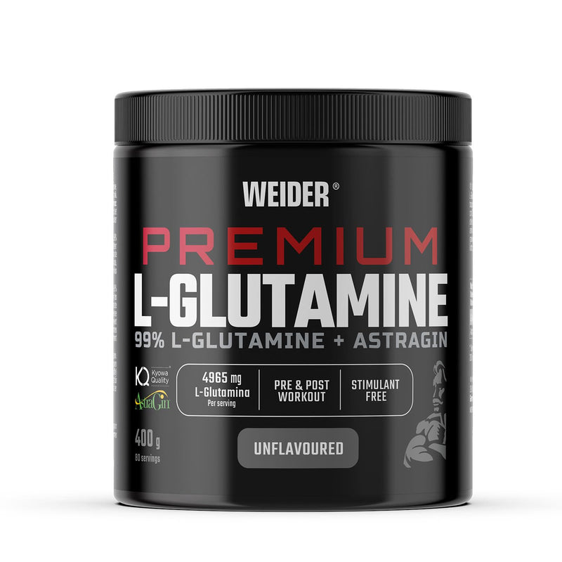 Weider Premium L-Glutamine (400g) Unflavoured, 99% Kyowa Quality® L-Glutamine + AstraGin® to improve absorption, Supporting Muscle Protection, Muscle Growth, Immunity, Pre/Post Workout, Stimulant free 400g