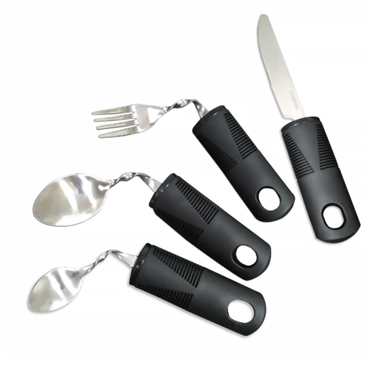 4PCS Bendable Cutlery for Disabled Hands, Anti-Shake Adaptive Tableware, Weighted Bendable Cutlery with Knife Fork Spoon for Parkinson Elderly Disabled Arthritis Tremors Sufferers