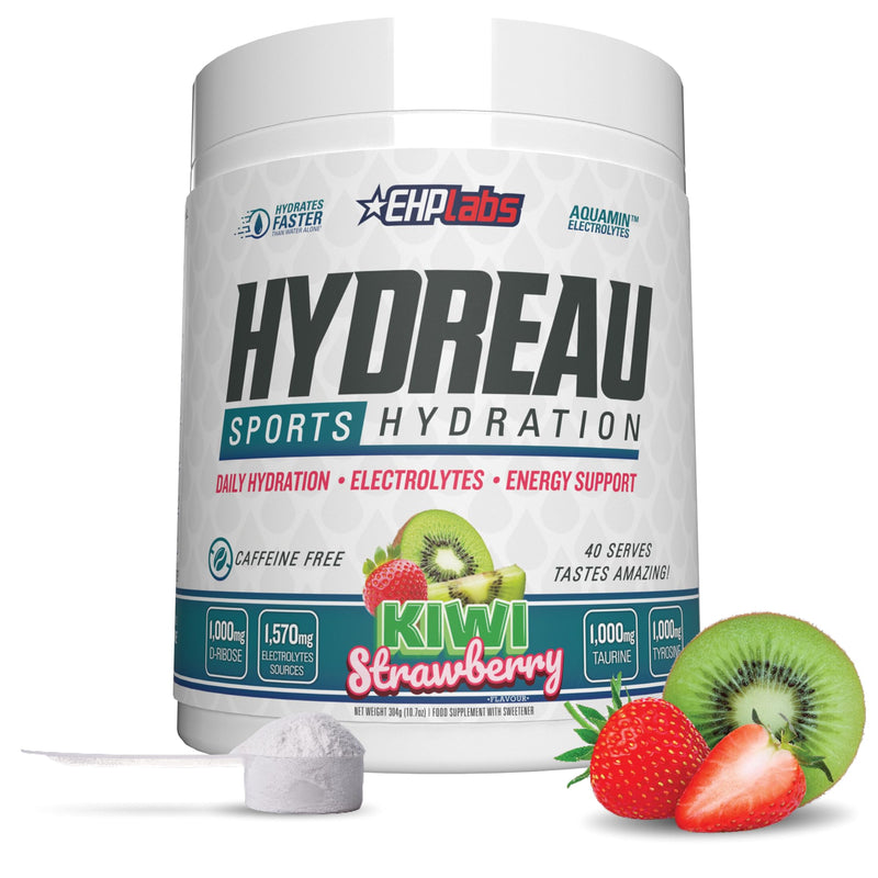 EHP Labs Hydreau Electrolytes Powder No Sugar - Hydration Powder for Endurance & Energy - Electrolyte Powder for Men & Women - Sugar Free Electrolytes - Kiwi Strawberry (40 Serves) 40 Serves