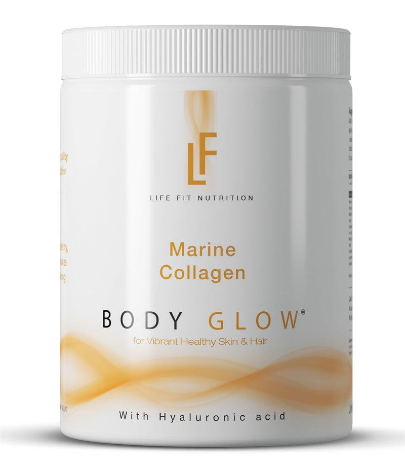 Body Glow Marine Collagen Powder, 10,000mg with Hyaluronic Acid & Vitamin C, Hydrolysed for High Absorption, Type 1 Marine Collagen from Fish, Unflavoured, Odourless & Neutral Taste, 29 Servings 300g