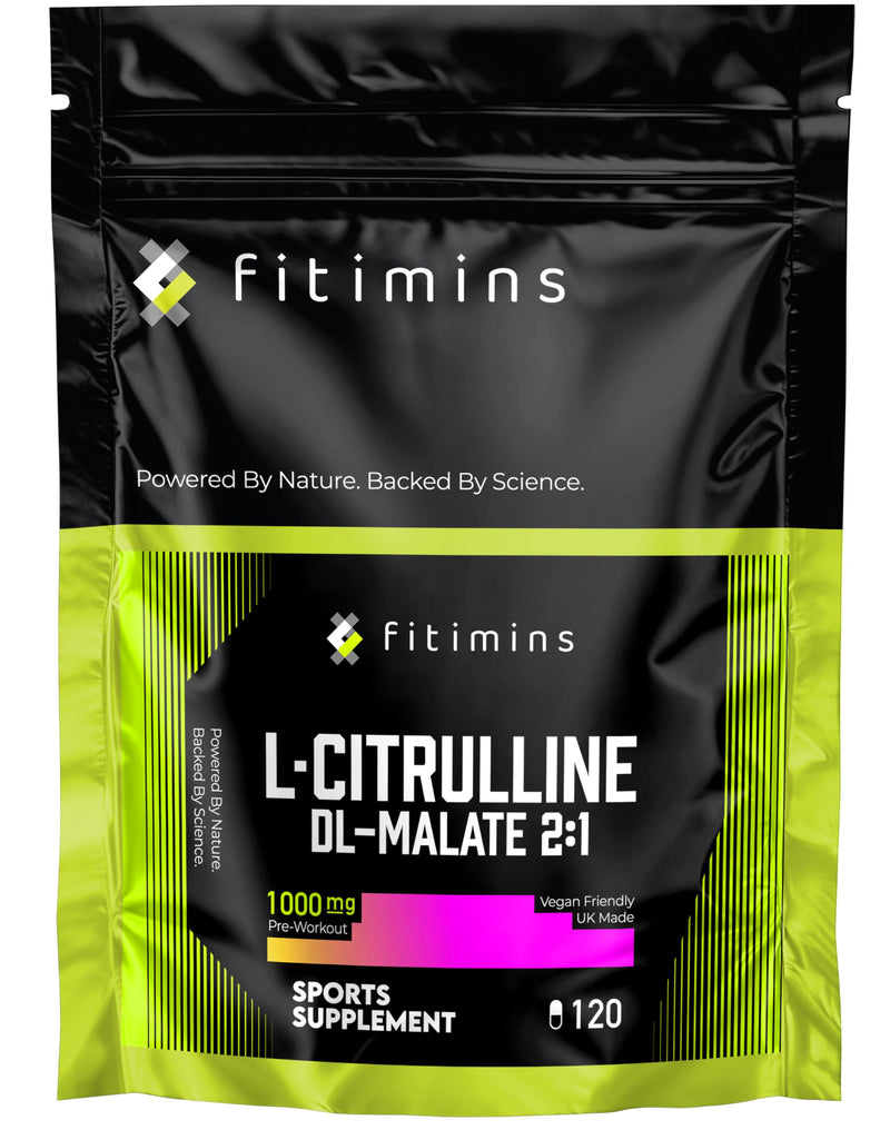 L-Citrulline Malate 1000mg | Pre-Workout Amino Acid Supplement | 120 Vegan Capsules | 2-Month Supply | Boosts Energy, Endurance & Muscle Growth | Reduces Fatigue & Supports Performance | Fitimins