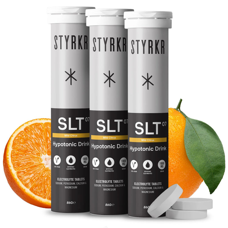 Electrolytes Tablets by Styrkr - Citrus - 3X Pack of 12 Hydration Tablets - 1000mg per Serving - 2X Higher Salts - Used by Endurance Athletes - Advanced Quad-Blend Formulation - SLT07 12x per Tube 1000MG Mild Citrus 12 count (Pack of 3)