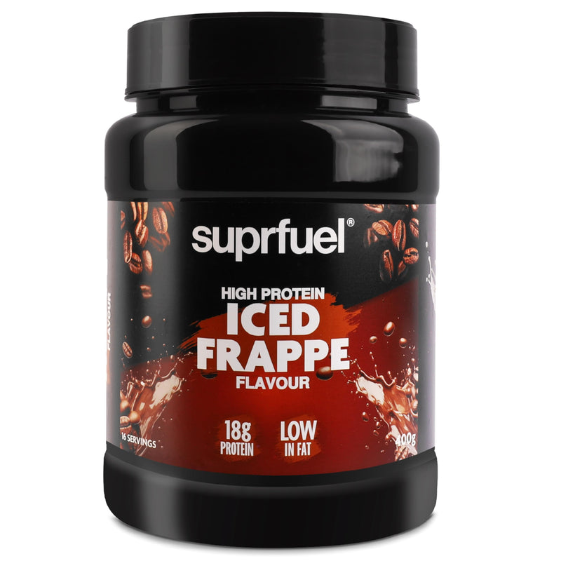 High Protein Coffee Frappe Mix – 400g - 18g Protein, Only 0.5g Fat - Low Calorie, Low Sugar - Instant Iced Frappe Drink Powder with Coffee & Lean Cocoa