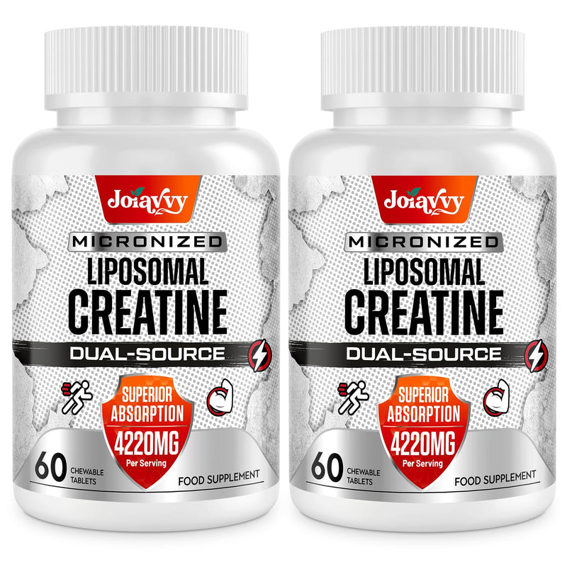 Liposomal Creatine Tablets Max 4220mg, Chewable Creatine Monohydrate Tablets, 15X Absorption, Plus Creatine HCl, No Bloat, Micronised, More Practical Than Capsules and Powder, Vegan (120 Count) 60 count (Pack of 2)