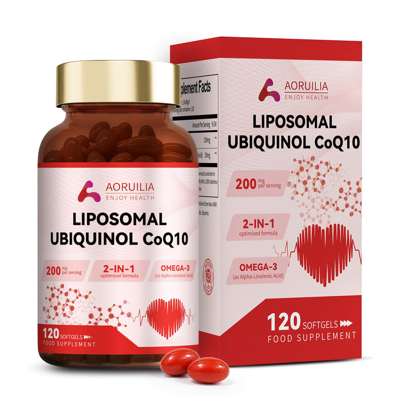 Ubiquinol CoQ10 High Strength 200mg Softgels with Omega 3 Coenzyme Q10 Supplements for Women&Men Powerful Antioxidant for Heart Health 120 Softgels 4 Months Supply