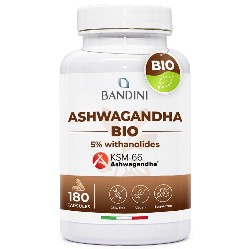 Bandini® Ashwagandha KSM-66® High Strength Supplement - Withania Somnifera (Indian Ginseng) Vegan Pure Root Extract (180 Count (Pack of 1))