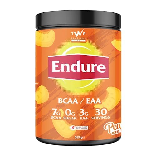 TWP Nutrition Platinum Series Endure, EAAs & BCAAs Electrolyte Blend Pre, Intra and Post Workout, Zero Sugar, 510g and 30 Servings, 20 Great Flavours (Peach Iced Tea) Peach Iced Tea