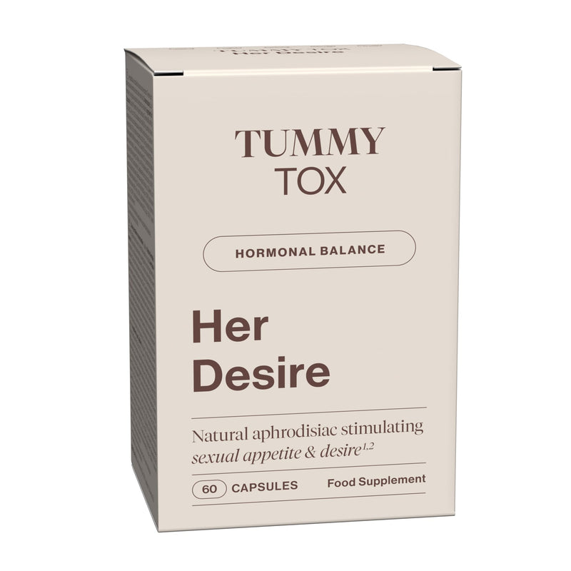 Her Desire Capsules with Liboost, Maca, Ashwagandha, Ginseng, Zinc, Biotin, Vitamin D, Vitamin B6, and Vitamin B12, by Tummy Tox Her Desire