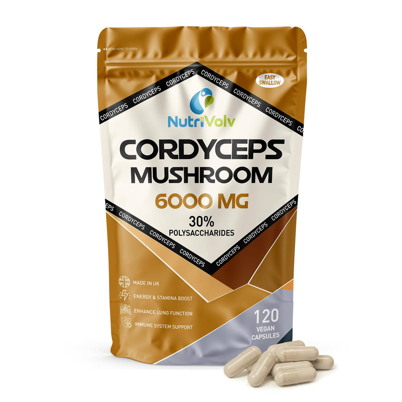 Cordyceps 6000mg | 120 Capsules | Vegan | 10:1 Cordyceps Mushroom Extract | Performance Supplement for Energy, Vitality & Immune Support | Rich in Polysaccharides | No Additives | Non-GMO 120 count (Pack of 1)