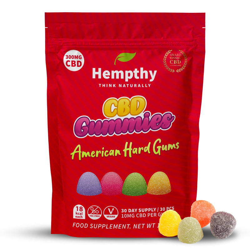 CBD Gummies 10mg x 30, 300mg Total - THC Free High Strength Cannabidiol Edibles - CBD Gummys (American Hard Gums) American Hard Gums 30 count (Pack of 1)