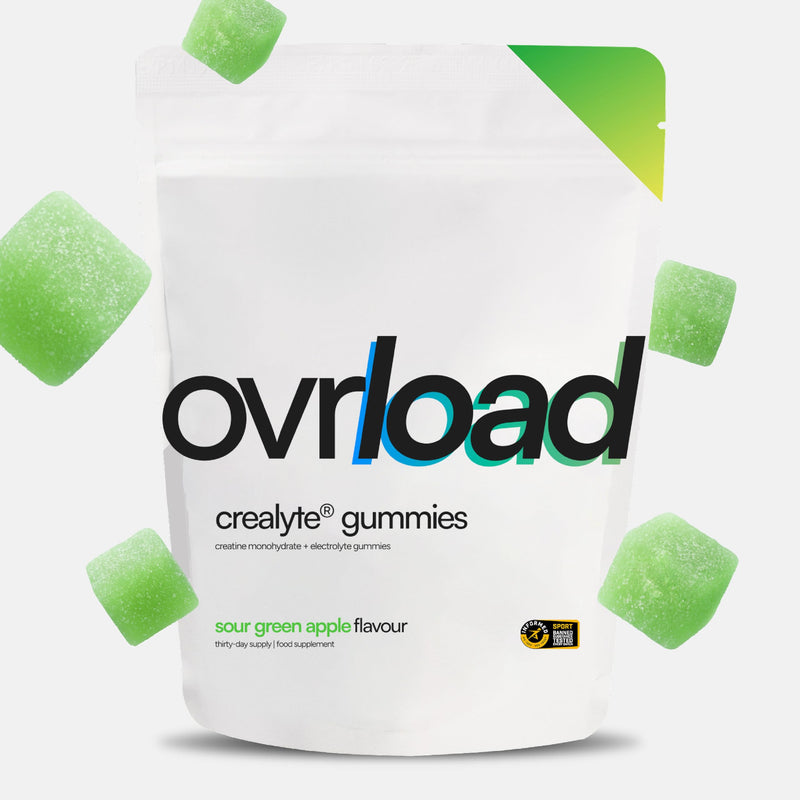 Ovrload Crealyte® Gummies, 90 Creatine Gummies (1 Month Supply), 4500mg per Serving, Added Electrolytes Vitamin D3 & Pink Himalayan Salt, Creatine Monohydrate Gummy for Men & Women, Sour Green Apple 90 count (Pack of 1)