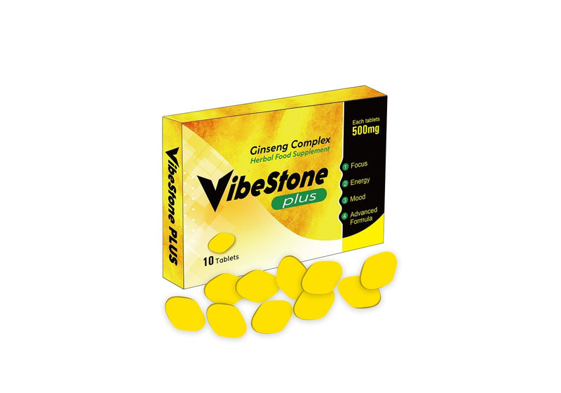 VIBESTONE Plus - Extra Stronger Harder Gold Standard 500MG | Maximum Duration, Immediate Effect, Without Contraindications, 100% Natural LIBIDO Power Booster 10 Ginseng Tablets