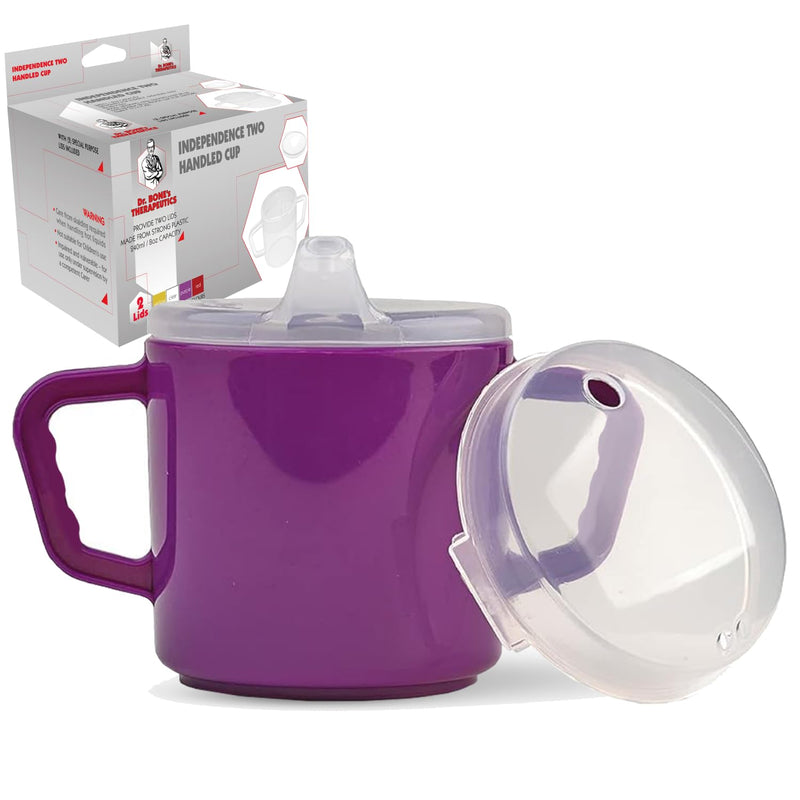 Compact 240ml Adult Sippy Cup with Dual Handles - Ideal for Limited Mobility, Handicapped, and Elderly Care - Assistive Sip Cups Cups for Elderly Care Drinking Mug/Drinking Cup/Non Spill Cup (Purple) Purple