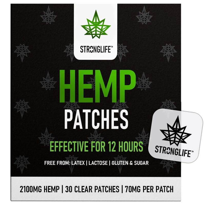 Stronglife Hemp Patches - 30 Hemp Oil Patches - 70mg per Patch with Total of 2100mg -12 Hour Transdermal Adhesive Discreet Patches UK - Hemp Cream Topical Alternative (Clear Patch) Clear Patch