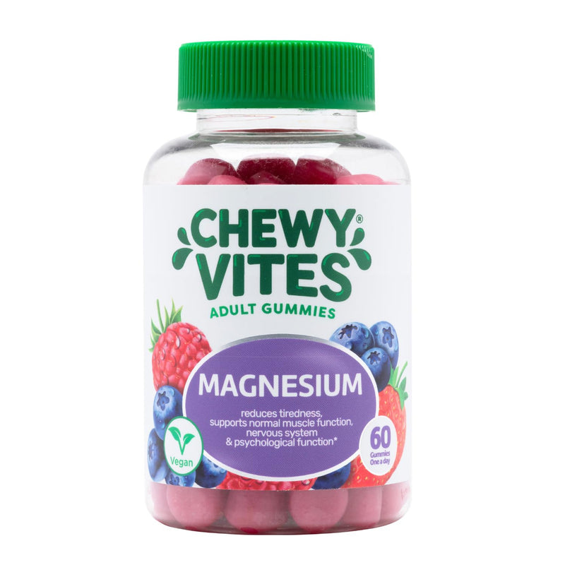 Chewy Vites Adult Gummies Magnesium Citrate 736mg Offering 82.5mg of Elemental Magnesium, 60 Vitamin Gummies, 2 Months Supply, Real Fruit Juice, Vegan, Berries Flavour