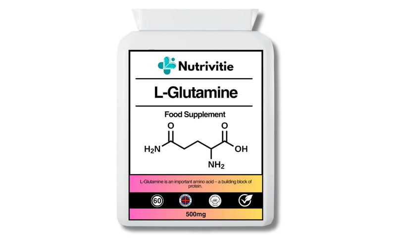L-Glutamine 500g Capsules | 90 Vegan Capsules | Essential Amino Acid Supplement for Muscle Recovery & Gut Health | Made in the UK